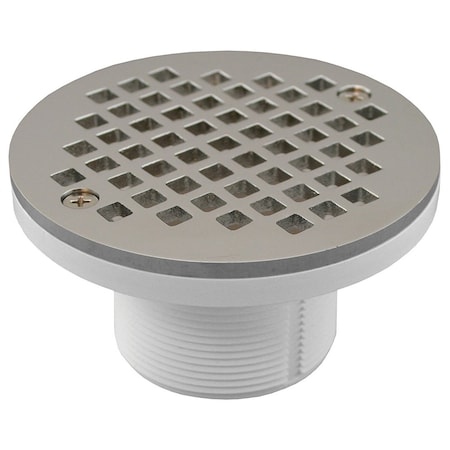 Jones Stephens 2in. PVC IPS Plastic Spud with 4in. Chrome Plated Round Strainer D50987